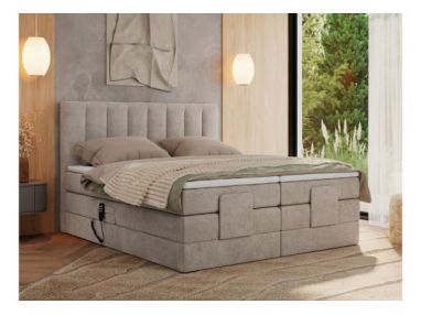 Łóżko kontynentalne, sterowane elektrycznie - COMFORTO 200x200 - H4 - beżowy, struktura