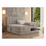 Łóżko kontynentalne, sterowane elektrycznie - COMFORTO 200x200 - H3 - beżowy, struktura