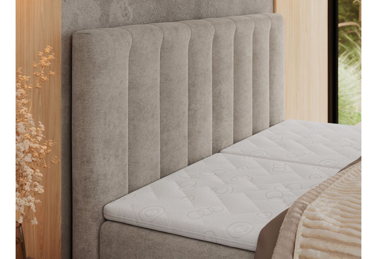 Łóżko kontynentalne, sterowane elektrycznie - COMFORTO 140x200 - H3 - beżowy, struktura