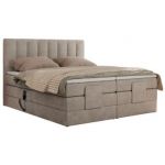 Łóżko kontynentalne, sterowane elektrycznie - COMFORTO 140x200 - H3 - beżowy, struktura