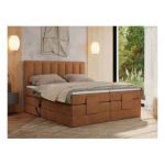 Łóżko kontynentalne, sterowane elektrycznie - COMFORTO 200x200 - H3 - pomarańczowy, struktura