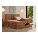 Łóżko kontynentalne, sterowane elektrycznie - COMFORTO 200x200 - H3 - pomarańczowy, struktura