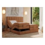 Łóżko kontynentalne, sterowane elektrycznie - COMFORTO 160x200 - H3 - pomarańczowy, struktura