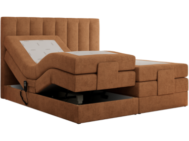Łóżko kontynentalne, sterowane elektrycznie - COMFORTO 140x200 - H3 - pomarańczowy, struktura