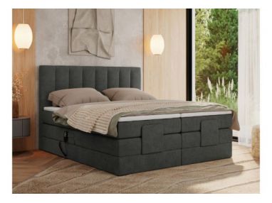 Łóżko kontynentalne, sterowane elektrycznie - COMFORTO 200x200 - H4 - ciemnoszary, struktura