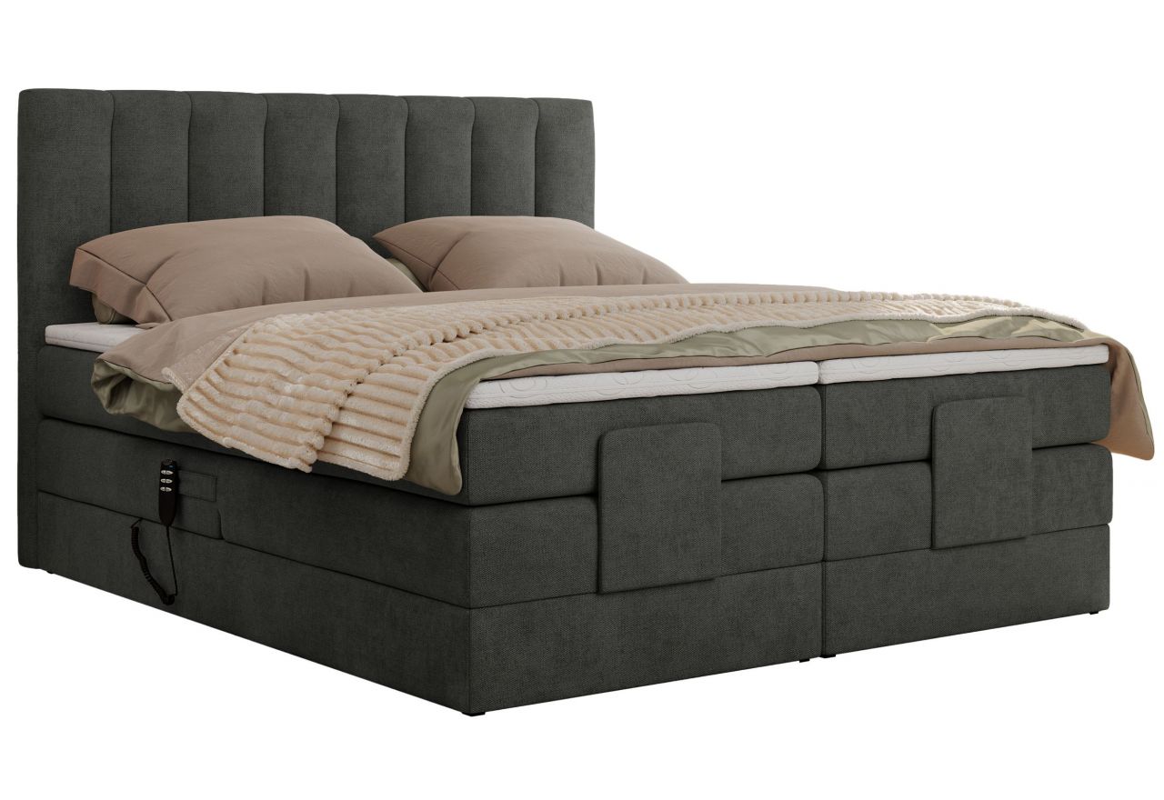 Łóżko kontynentalne, sterowane elektrycznie - COMFORTO 180x200 - H4 - ciemnoszary, struktura