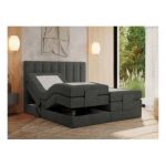 Łóżko kontynentalne, sterowane elektrycznie - COMFORTO 140x200 - H4 - ciemnoszary, struktura