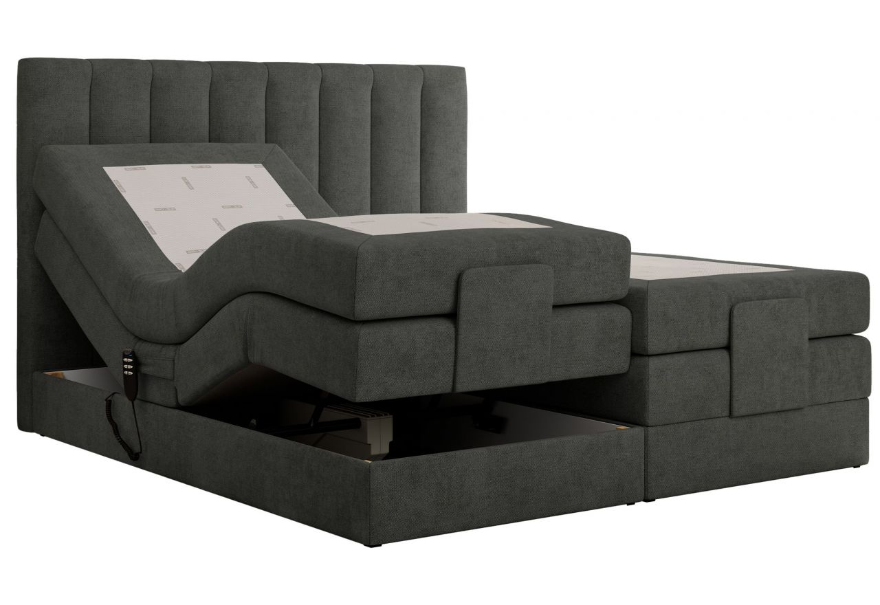 Łóżko kontynentalne, sterowane elektrycznie - COMFORTO 200x200 - H3 - ciemnoszary, struktura