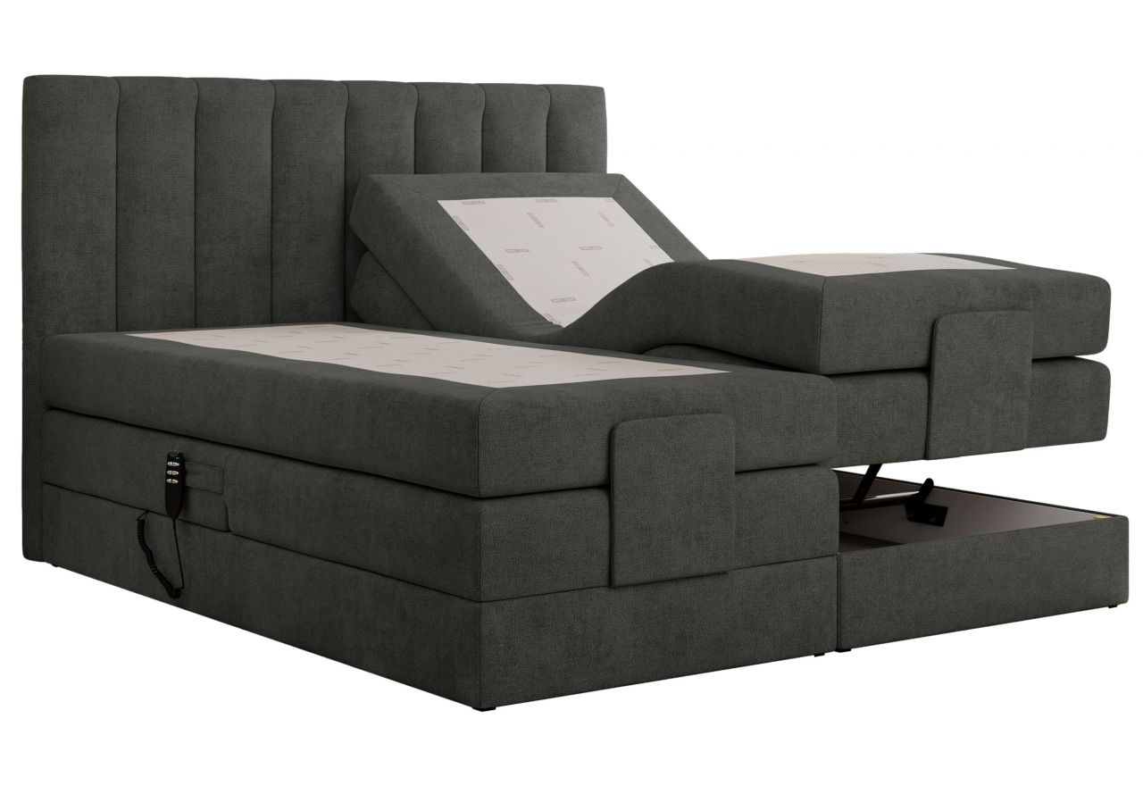 Łóżko kontynentalne, sterowane elektrycznie - COMFORTO 160x200 - H3 - ciemnoszary, struktura