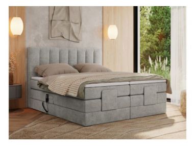 Łóżko kontynentalne, sterowane elektrycznie - COMFORTO 200x200 - H4 - jasnoszary, struktura
