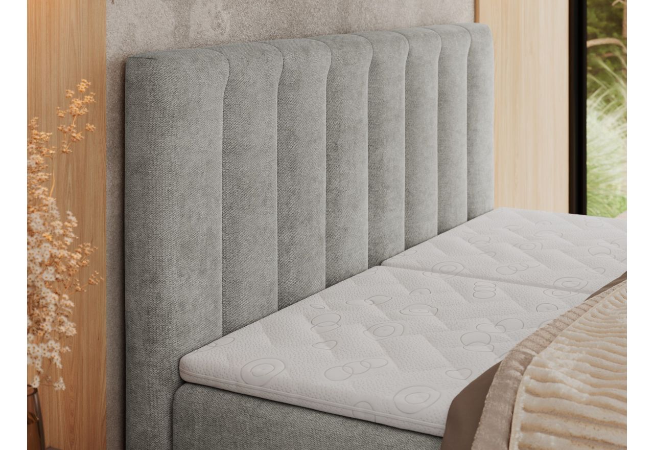 Łóżko kontynentalne, sterowane elektrycznie - COMFORTO 200x200 - H4 - jasnoszary, struktura