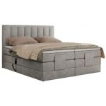 Łóżko kontynentalne, sterowane elektrycznie - COMFORTO 200x200 - H4 - jasnoszary, struktura