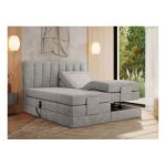 Łóżko kontynentalne, sterowane elektrycznie - COMFORTO 180x200 - H4 - jasnoszary, struktura