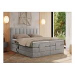 Łóżko kontynentalne, sterowane elektrycznie - COMFORTO 200x200 - H3 - jasnoszary, struktura