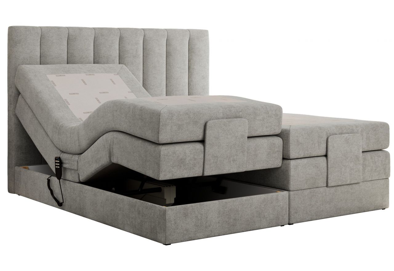 Łóżko kontynentalne, sterowane elektrycznie - COMFORTO 180x200 - H3 - jasnoszary, struktura