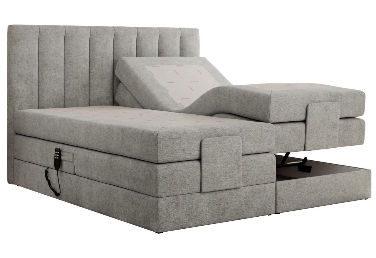 Łóżko kontynentalne, sterowane elektrycznie - COMFORTO 180x200 - H3 - jasnoszary, struktura