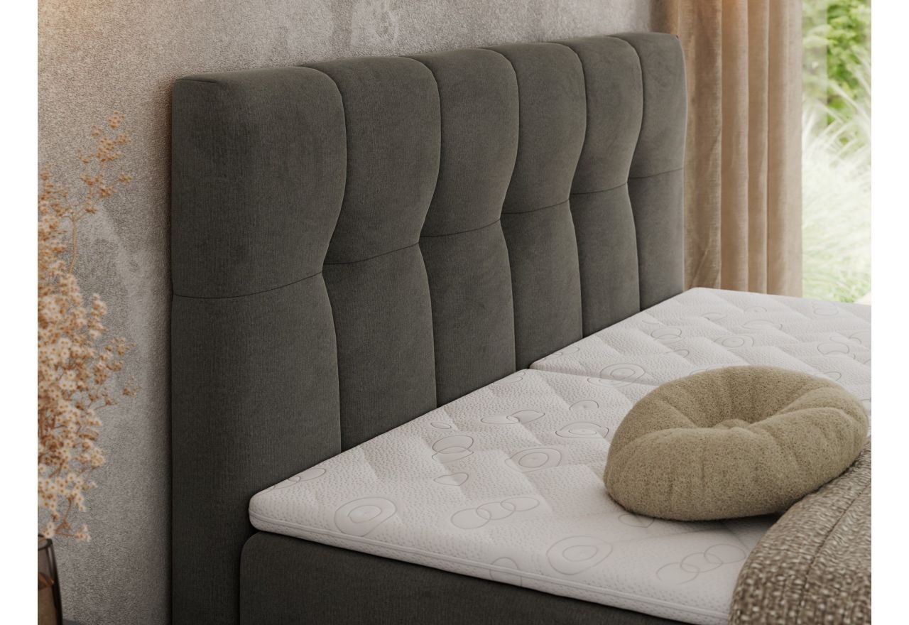 Łóżko kontynentalne VITTORIA 200x200 - H4 - ciemnoszary, welwet - regulacja elektryczna