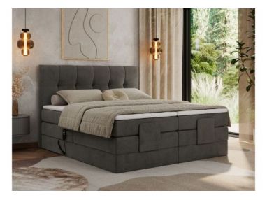 Łóżko kontynentalne VITTORIA 160x200 - H3 - ciemnoszary, welwet - regulacja elektryczna