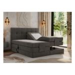 Łóżko kontynentalne VITTORIA 160x200 - H3 - ciemnoszary, welwet - regulacja elektryczna