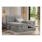 Łóżko kontynentalne VITTORIA 180x200 - H4 - jasnoszary, welwet - regulacja elektryczna