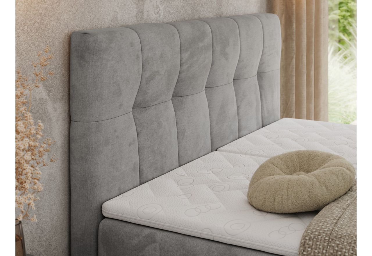 Łóżko kontynentalne VITTORIA 180x200 - H4 - jasnoszary, welwet - regulacja elektryczna