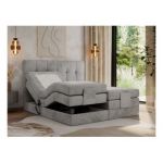 Łóżko kontynentalne VITTORIA 160x200 - H4 - jasnoszary, welwet - regulacja elektryczna