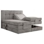 Łóżko kontynentalne VITTORIA 140x200 - H4 - jasnoszary, welwet - regulacja elektryczna