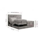 Łóżko kontynentalne VITTORIA 200x200 - H3 - jasnoszary, welwet - regulacja elektryczna