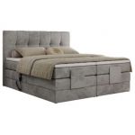 Łóżko kontynentalne VITTORIA 200x200 - H3 - jasnoszary, welwet - regulacja elektryczna