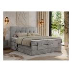 Łóżko kontynentalne VITTORIA 160x200 - H3 - jasnoszary, welwet - regulacja elektryczna