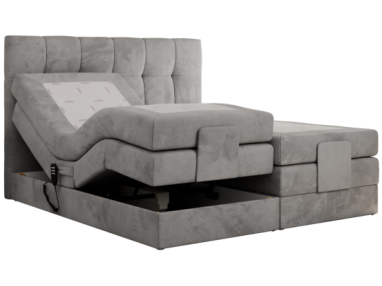 Łóżko kontynentalne VITTORIA 160x200 - H3 - jasnoszary, welwet - regulacja elektryczna