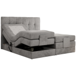 Łóżko kontynentalne VITTORIA 160x200 - H3 - jasnoszary, welwet - regulacja elektryczna