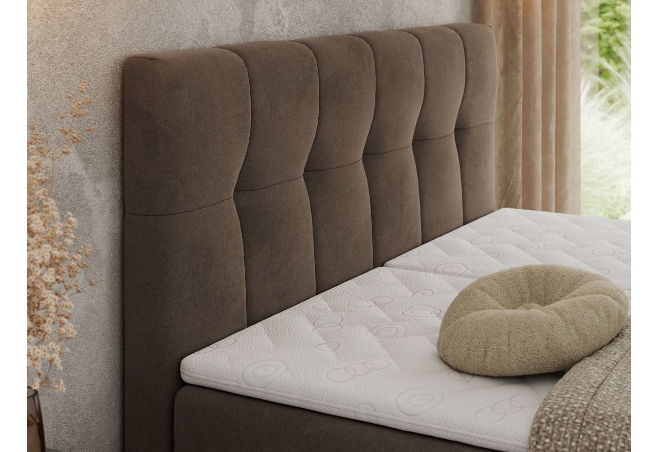 Łóżko kontynentalne VITTORIA 200x200 - H4 - brązowy, welwet - regulacja elektryczna