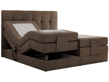 Łóżko kontynentalne VITTORIA 180x200 - H4 - brązowy, welwet - regulacja elektryczna