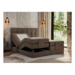 Łóżko kontynentalne VITTORIA 160x200 - H4 - brązowy, welwet - regulacja elektryczna