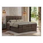 Łóżko kontynentalne VITTORIA 200x200 - H3 - brązowy, welwet - regulacja elektryczna