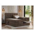 Łóżko kontynentalne VITTORIA 160x200 - H3 - brązowy, welwet - regulacja elektryczna