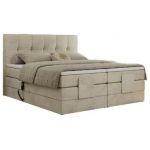 Łóżko kontynentalne VITTORIA 200x200 - H4 - beżowy, welwet - regulacja elektryczna