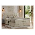 Łóżko kontynentalne VITTORIA 180x200 - H4 - beżowy, welwet - regulacja elektryczna