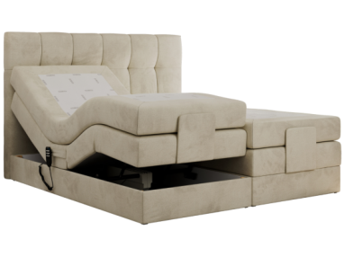 Łóżko kontynentalne VITTORIA 180x200 - H4 - beżowy, welwet - regulacja elektryczna