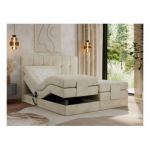 Łóżko kontynentalne VITTORIA 160x200 - H4 - beżowy, welwet - regulacja elektryczna