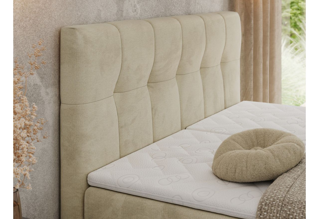 Łóżko kontynentalne VITTORIA 200x200 - H3 - beżowy, welwet - regulacja elektryczna