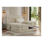 Łóżko kontynentalne VITTORIA 160x200 - H3 - beżowy, welwet - regulacja elektryczna