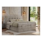 Łóżko kontynentalne VITTORIA 140x200 - H4 - beżowy, struktura - regulacja elektryczna