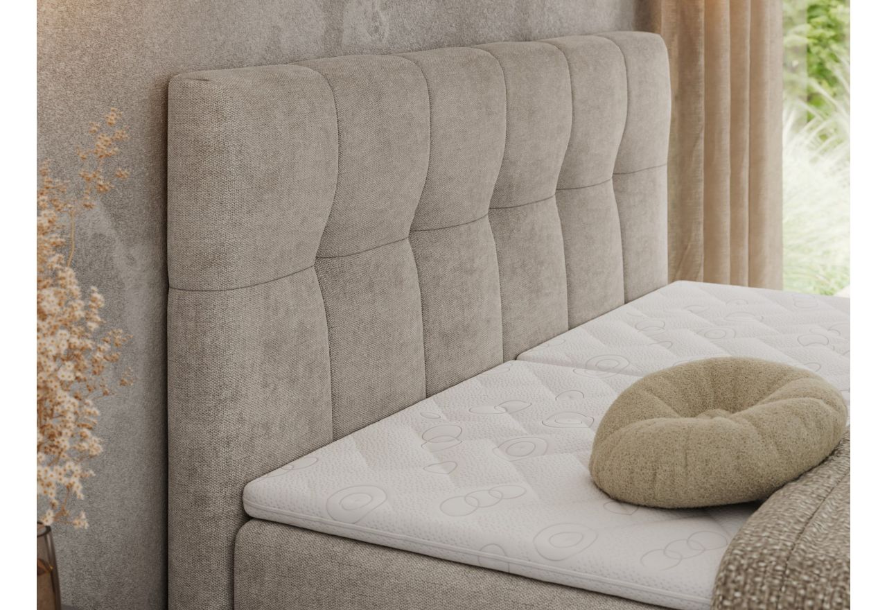 Łóżko kontynentalne VITTORIA 140x200 - H4 - beżowy, struktura - regulacja elektryczna