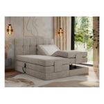 Łóżko kontynentalne VITTORIA 180x200 - H3 - beżowy, struktura - regulacja elektryczna