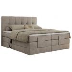 Łóżko kontynentalne VITTORIA 160x200 - H3 - beżowy, struktura - regulacja elektryczna