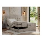 Łóżko kontynentalne VITTORIA 140x200 - H3 - beżowy, struktura - regulacja elektryczna