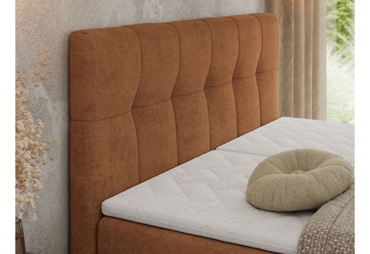 Łóżko kontynentalne VITTORIA 200x200 - H4 - pomarańczowy, struktura - regulacja elektryczna