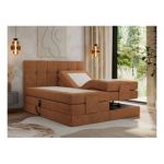 Łóżko kontynentalne VITTORIA 180x200 - H4 - pomarańczowy, struktura - regulacja elektryczna